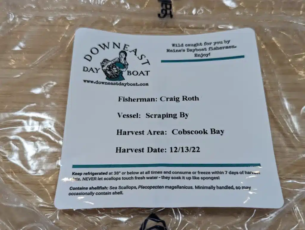 Dayboat Scallops Harvest Label