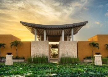 Banyan Tree Mayakoba resort building under a