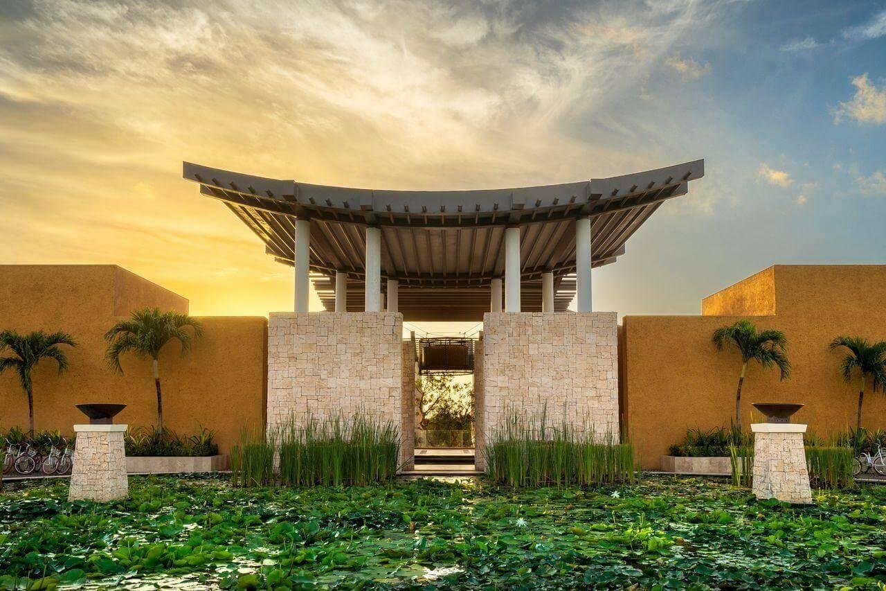 Banyan Tree Mayakoba resort building under a