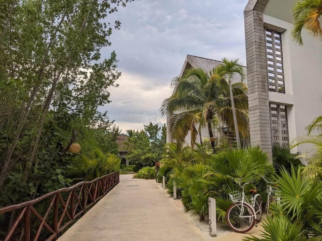 Bike parked on walkway at Mayakoba